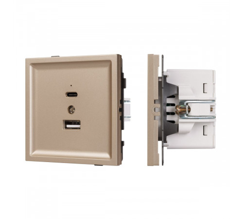 Механизм USB розетки Arlight SCT-TENDO-MUAC-PL-GD (5V, 3A, QC3) 054097