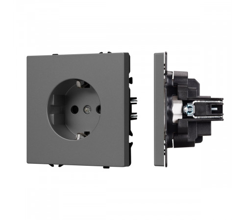 Розетка зк со шторками софт-тач серый базальт Arlight SCT-MEU-SFPL-GR (250V, 16A) 054279(1)
