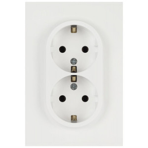 Розетка Эра Arktik 16-2105-08 двойная с заземлением 2X2P+E Schuko со шторками 16А-250В белый матовый Б0070461