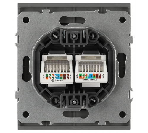 Розетка Эра Arktik 16-3108-06 информационная двойная 2XRJ45 графит Б0070489