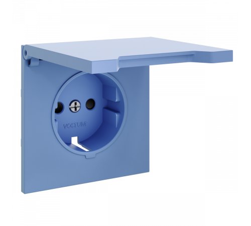 Накладка для розетки с заземлением, защитными шторками и крышкой Voltum S70 (деним) VLS000815