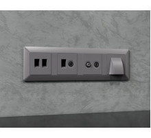 Комплект механизма розетки компьютерной + TV оконечной RJ-45 с автоматической защитной шторкой Alfa Сталь матовый Quant Ambrella Volt MA512510 (AP5125, VM195)