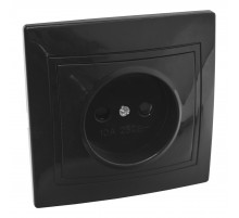 Розетка 2П с защ. шт. скрытой установки 16А 250В IP20, черная (керамика) 