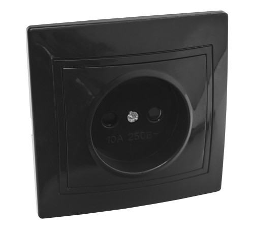 Розетка 2П с защ. шт. скрытой установки 16А 250В IP20, черная (керамика) 
