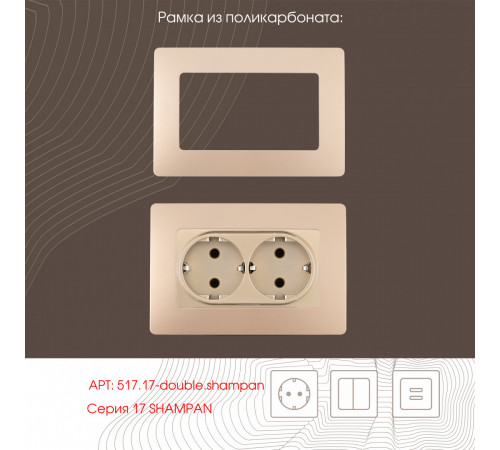 Розетка двойная с заземлением Arte Milano 217.40-2.shampan Розетка двойная с заземлением Arte Milano 217.40-2.shampan