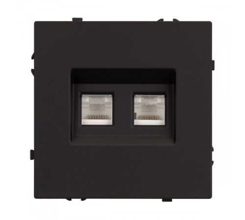 Розетка компьютерная двойная софт-тач черный оникс Arlight SCT-MPC2-SFPL-BK (2хRJ-45, CAT6) 054313(1)