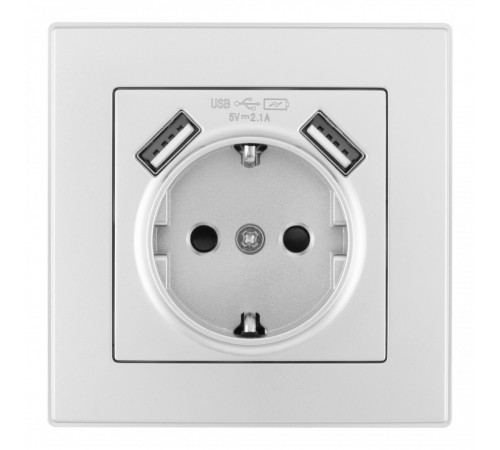 Комплект розетки с/з и шторками + USB и рамкой Arte Milano SET06-1-47-1 silver Комплект розетки с/з и шторками + USB и рамкой Arte Milano SET06-1-47-1 silver