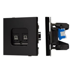 Механизм компьютерной розетки двойной Arlight SCT-TENDO-MPC2-PL-BK (RJ-45, CAT6) 054101