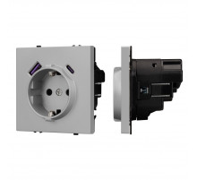 Розетка зк со шторками с USB тип А+С софт-тач никель Arlight SCT-MUAC-SFPL-IS (250V, 16A) 059445(1)