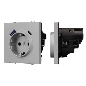 Розетка зк со шторками с USB тип А+С софт-тач никель Arlight SCT-MUAC-SFPL-IS (250V, 16A) 059445(1)
