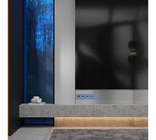 Накладка для розетки компьютерной двойной RJ45+RJ45 кат.6 Voltum S70 (деним) VLS001415