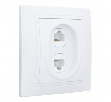 Розетка двойная компьютерная RJ45 скрытой установки IP20, белая 