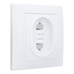 Розетка двойная компьютерная RJ45 скрытой установки IP20, белая 