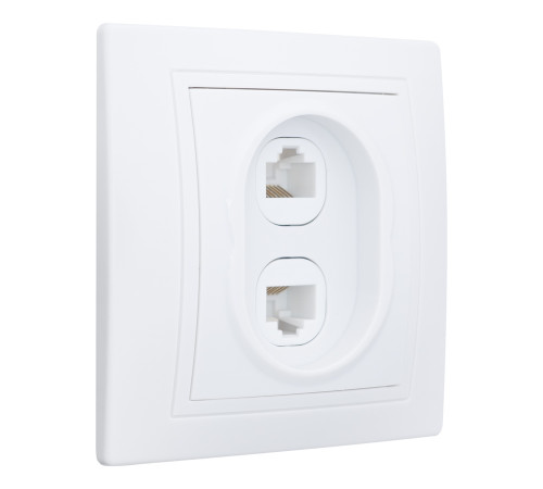 Розетка двойная компьютерная RJ45 скрытой установки IP20, белая 