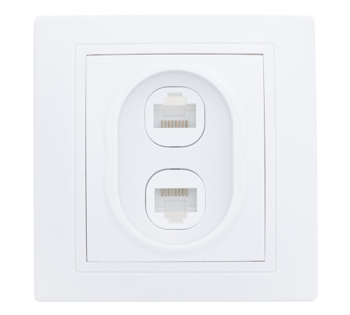 Розетка двойная компьютерная RJ45 скрытой установки IP20, белая 