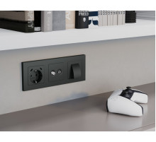 Комплект механизма розетки TV оконечной + SAT 5-862MHz 3.5dB/950-2150MHz 3.5dB Alfa Графит мягкое касание Quant Ambrella Volt MA913310 (AP9133, VM217)