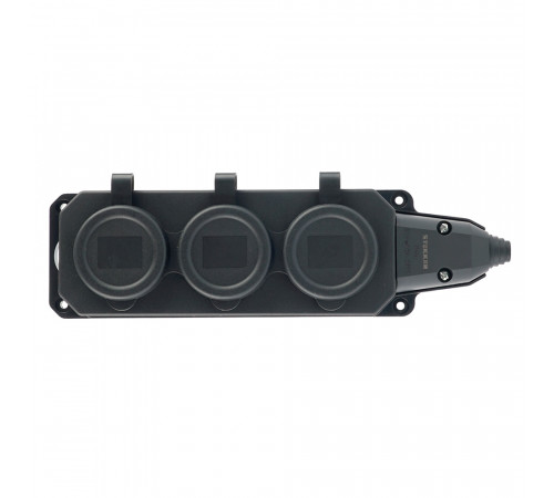 Розетка переносная 3-местная c/з Stekker RST16-3-44 250В 16А IP44 черный 50806