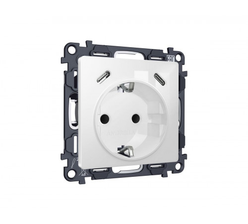 Комплект механизма электрической розетки 2USB С+C 20W с/з на винтовых зажимах 16A-250V Alfa Белый глянец Quant Ambrella Volt MA110510 (AP1105, VM165) Комплект механизма электрической розетки 2USB С+C 20W с/з на винтовых зажимах 16A-250V Alfa Белый глянец Quant Ambrella Volt MA110510 (AP1105, VM165)
