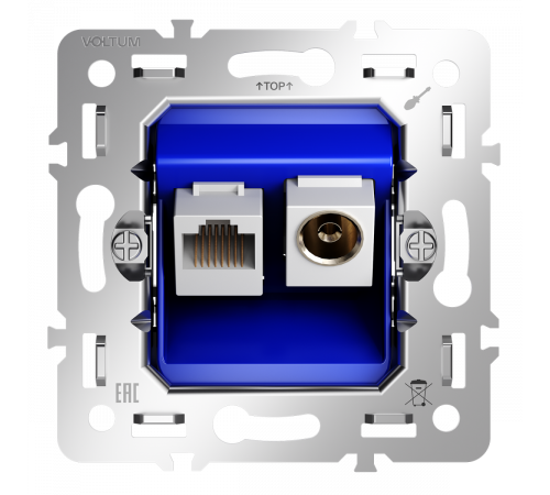 Механизм розетки TV+RJ45 кат. 6 Voltum S70 VLS0607M