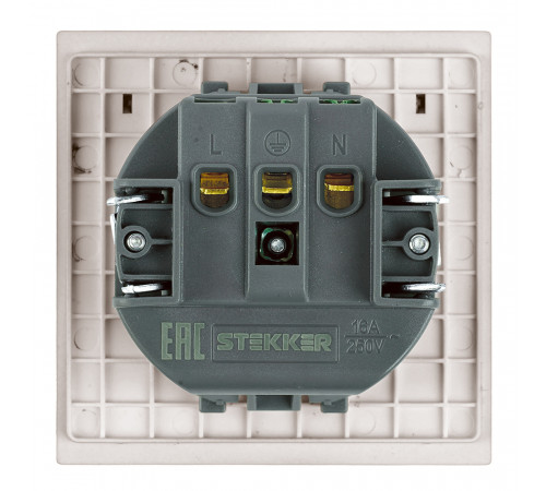 Розетка 1-местная Stekker 250В 16А Мия RST16-3112-08 50485