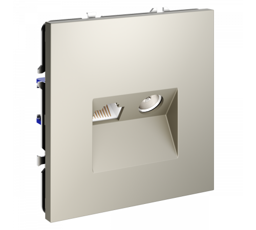 Розетка телевизионная встраиваемая Voltum S70 TV+RJ45 кат. 6, (кашемир) VLS060703