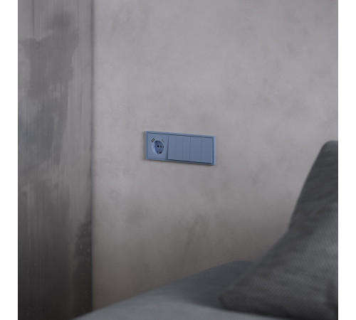 Накладка для розетки с заземлением и защитными шторками, с USB A+C Voltum S70 (деним) VLS001015