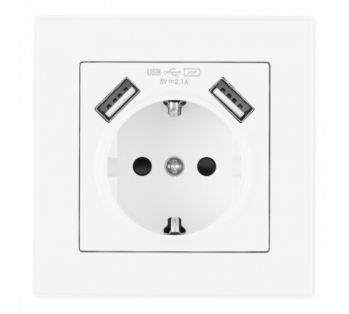 Комплект розетки с/з и шторками + USB и рамкой Arte Milano SET06-1-47-1 white Комплект розетки с/з и шторками + USB и рамкой Arte Milano SET06-1-47-1 white