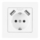Комплект розетки с/з и шторками + USB и рамкой Arte Milano SET06-1-47-1 white