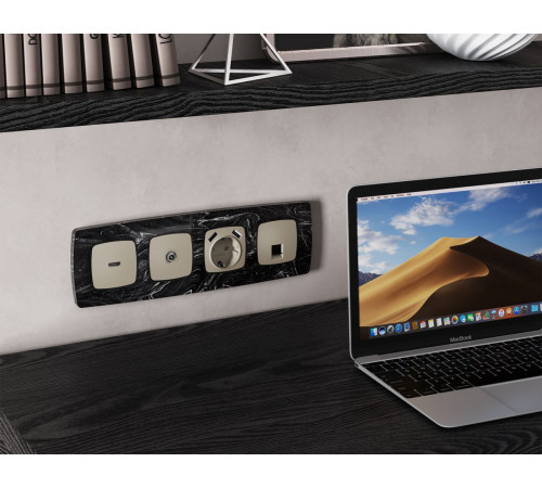 Комплект механизма компьютерной розетки Ambrella Volt RJ-45 (8P8C) CAT6A экранированной с автоматической защитной шторкой OMEGA MO372005 Серо-бежевый матовый QUANT (OP3720, VM185)