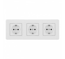 Розетка тройная (трехпостовая) с/з и шторками Arte Milano SET16-3-40-1x3 white
