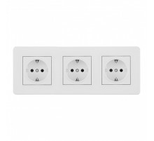 Розетка тройная (трехпостовая) с/з и шторками Arte Milano SET16-3-40-1x3 white