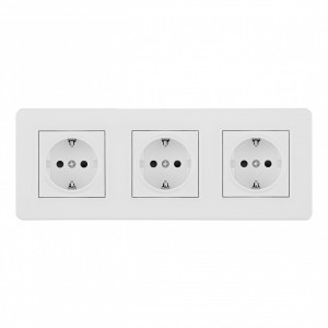 Розетка тройная (трехпостовая) с/з и шторками Arte Milano SET16-3-40-1x3 white