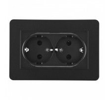 Розетка двойная с/з и шторками Arte Milano SET16-double-40-2 black