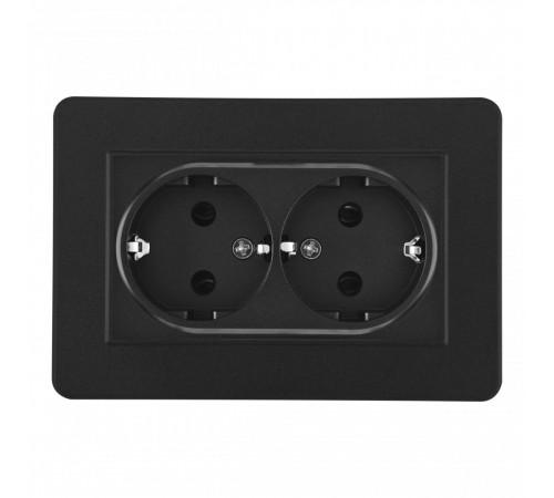 Розетка двойная с/з и шторками Arte Milano SET16-double-40-2 black Розетка двойная с/з и шторками Arte Milano SET16-double-40-2 black