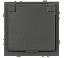 Розетка Эра Galaxy 15-2103-06 c заземлением 2P+E Schuko со шторками с крышкой 16А-250В IP20 графит Б0070668