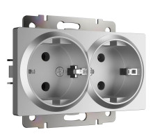 Розетка двойная с заземлением Werkel серебряный W1172006 4690389156465