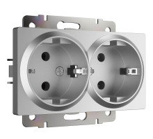 Розетка двойная с заземлением Werkel серебряный W1172006 4690389156465