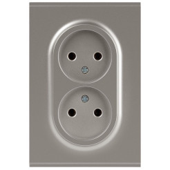 Розетка Эра Arktik 16-2107-07 без заземления двойная 2X2P 16А-250В титан Б0071687