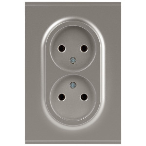 Розетка Эра Arktik 16-2107-07 без заземления двойная 2X2P 16А-250В титан Б0071687
