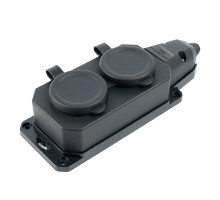 Розетка переносная 2-местная c/з Stekker RST16-2-44 250В 16А IP44 черный 50805