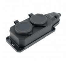 Розетка переносная 2-местная c/з Stekker RST16-2-44 250В 16А IP44 черный 50805