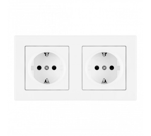 Розетка двойная (двухпостовая) с/з и шторками Arte Milano SET06-2-40-1x2 white Розетка двойная (двухпостовая) с/з и шторками Arte Milano SET06-2-40-1x2 white