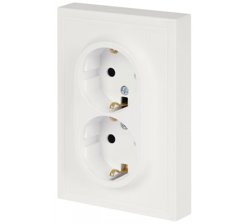 Розетка Эра Galaxy 15-2105-08 с заземлением двойная 2X2P+E Schuko со шторками IP20 16А-250В белый матовый Б0070711