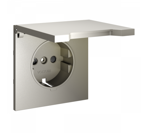 Накладка для розетки с заземлением, защитными шторками и крышкой Voltum S70 (шелк) VLS000804