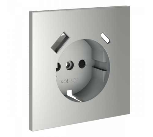 Накладка для розетки с заземлением и защитными шторками, с USB A+C Voltum S70 (сталь) VLS001005