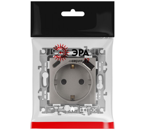 Розетка со шторками с USB type-A+C Эра 12-4108-16 Б0067762