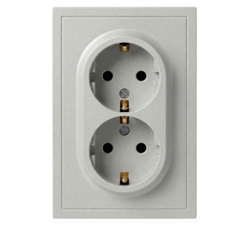 Розетка Эра Galaxy 15-2104-03 с заземлением двойная 2X2P+E Schuko 16А-250В IP20 алюминий Б0070681