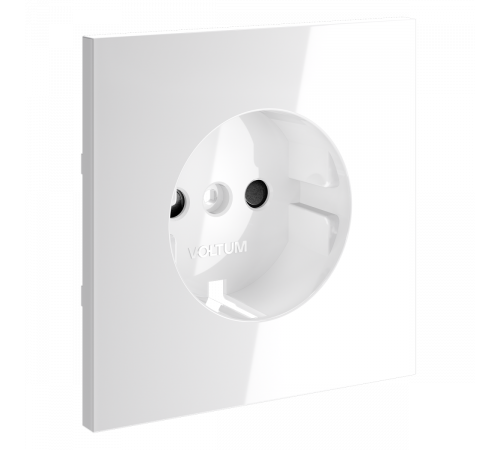 Накладка для розетки с заземлением и защитными шторками Voltum S70 (белый глянцевый) VLS000701