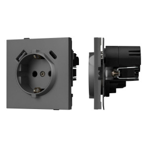 Механизм розетки с USB зарядкой Arlight SCT-TENDO-MUAC-SFPL-GR (230V, 16A) 054609