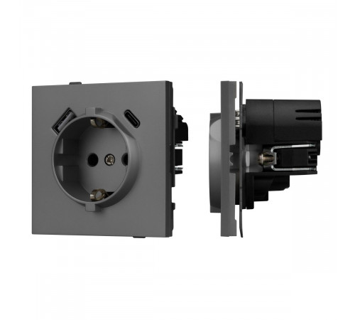 Механизм розетки с USB зарядкой Arlight SCT-TENDO-MUAC-SFPL-GR (230V, 16A) 054609